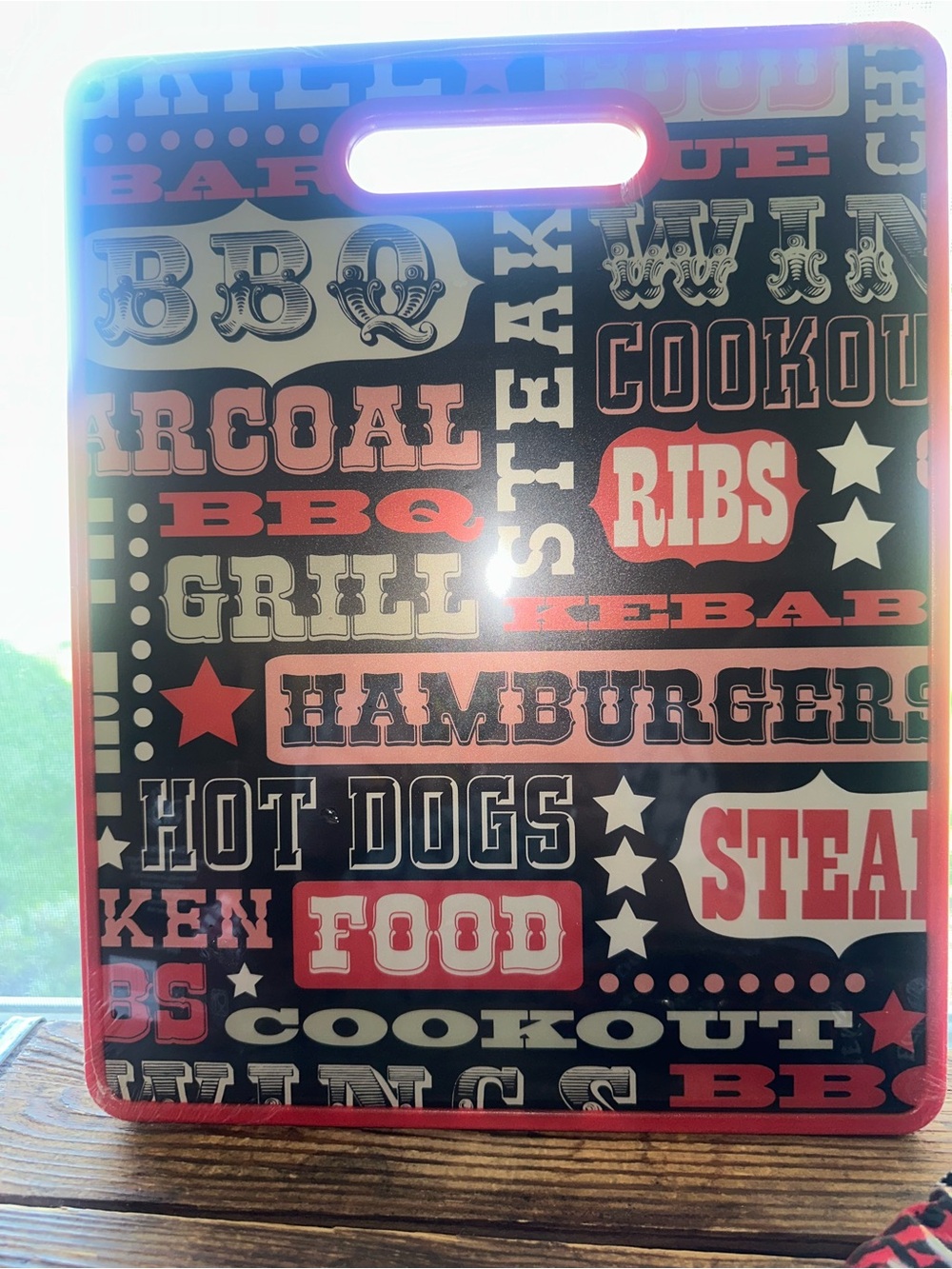 BBQ Themed Red and Black Cutting Board & Silicone Oven Mitt & Meat Claws ~ New - Picture 2 of 4